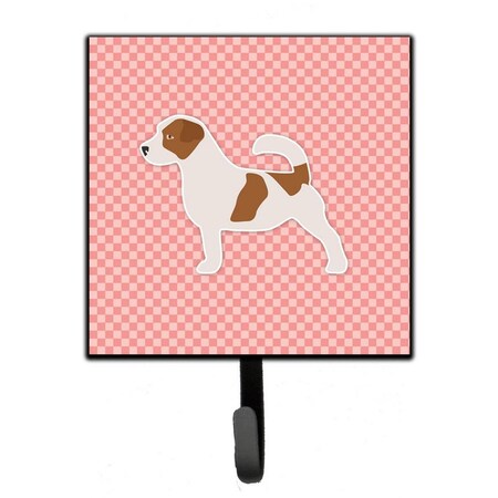 Jensendistributionservices Jack Russell Terrier Checkerboard Pink Leash or Key Holder MI1711104